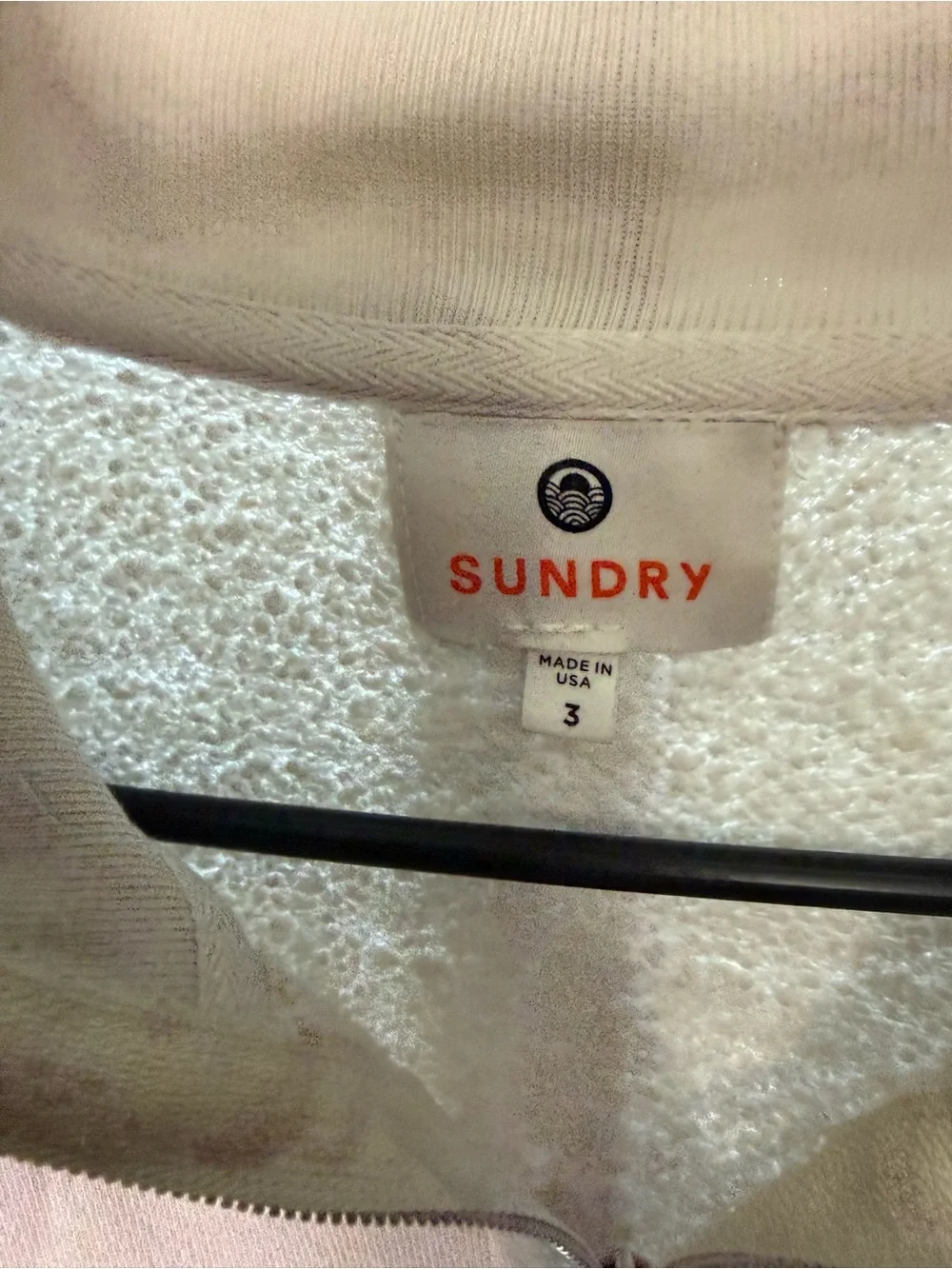 Sundry Cream Zip-Front Sweatshirt